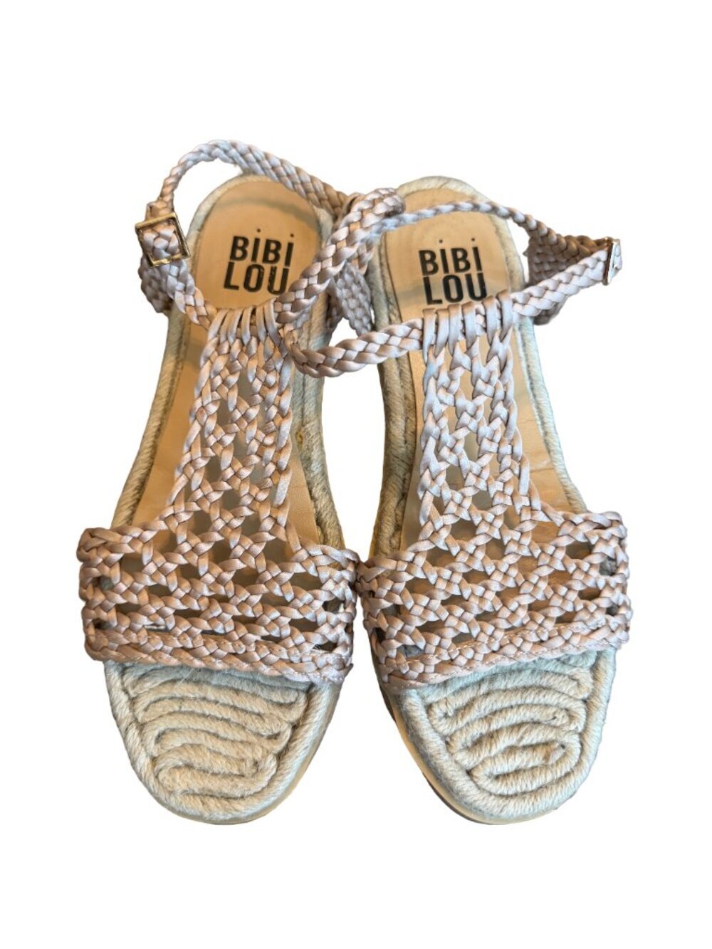Bibi Lou Anthrpologie Woven Flats Sandals Blush Pink Raffia Espadrilles Size 37